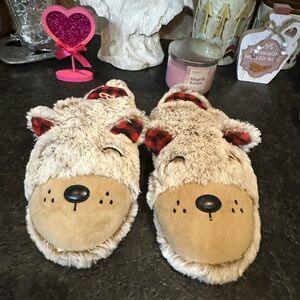 Dearfoams Fuzzy Papa Bear Slippers